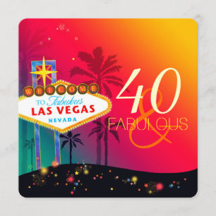 40 & Fabulous Las Vegas Birthday Party Invitation