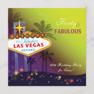 40 & FABULOUS Las Vegas Birthday Party Invitation