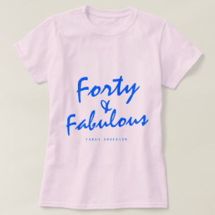 40 Fabulous Neon Blue Name 40th Birthday Gift T-Shirt