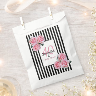 40 fabulous pink florals black white stripes favour bags