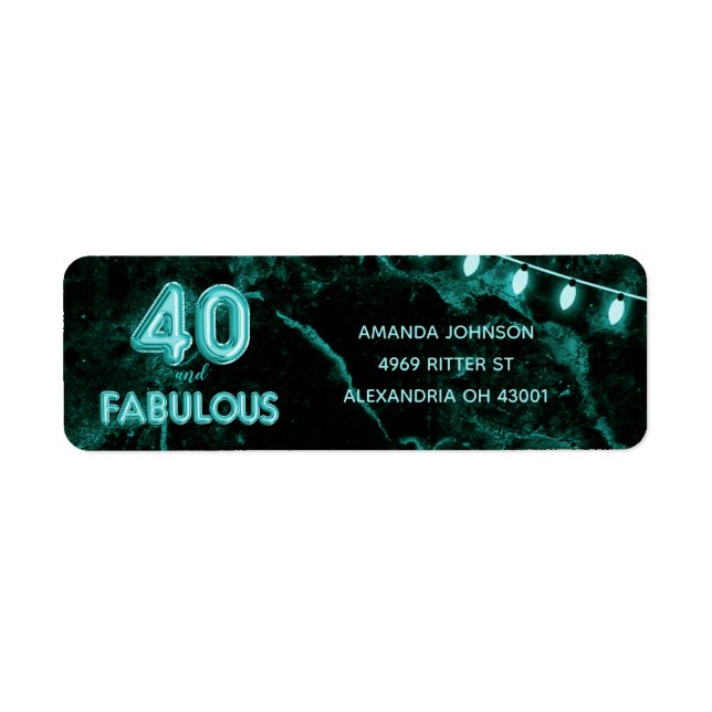 40 & Fabulous Teal & Black 40th Birthday (Front)