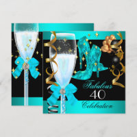 40 Fabulous Teal Blue Gold 40th Birthday Party