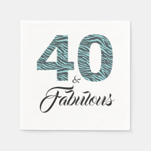 40 Fabulous Turquoise Black Zebra Birthday Party Napkin