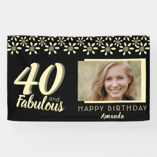 40 & Fabulous Yellow Daisy Flower Watercolor Photo Banner