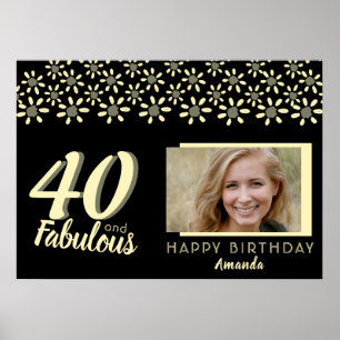 40 & Fabulous Yellow Daisy Flower Watercolor Photo Poster