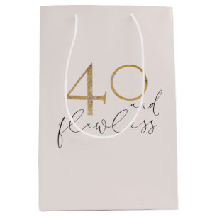 40 & Flawless Blush Pink & Gold 40th Birthday Medium Gift Bag