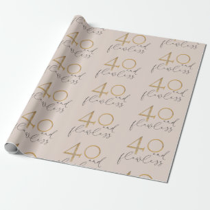 40 & Flawless Blush Pink Gold & Grey 40th Birthday Wrapping Paper