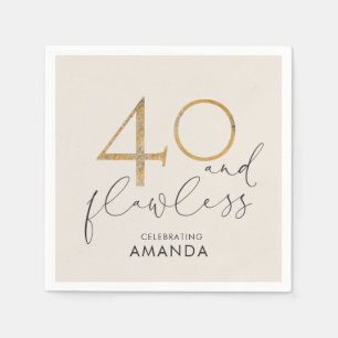40 & Flawless Blush Pink Gold & Grey Personalised Napkin