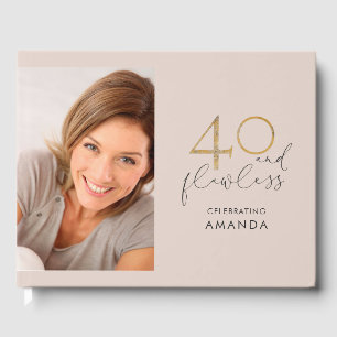 40 & Flawless Pink and Gold 40th Birthday Photo Guest Book