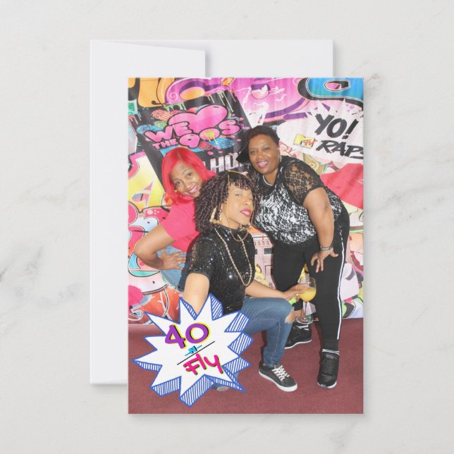 40 & Fly | Hip Hop 40th Birthday|Photo Thank You Card (Front)