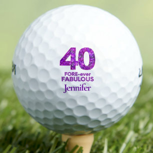 40 FORE-ever Fabulous 40th Birthday Purple Flowers Golf Balls