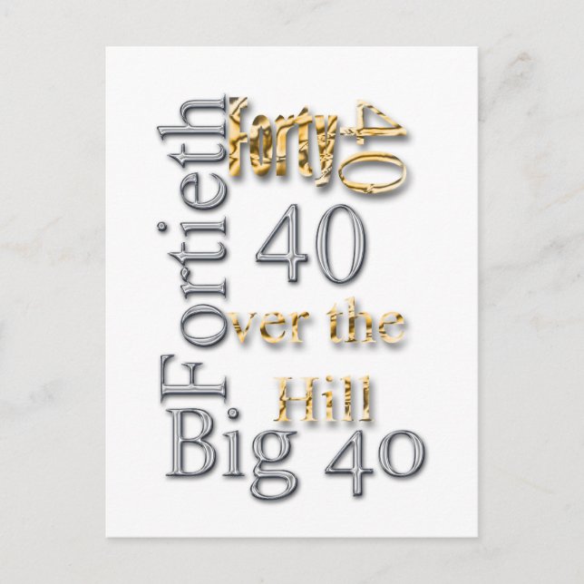 40 forty fortieth 40th party reunion celebration postcard (Front)