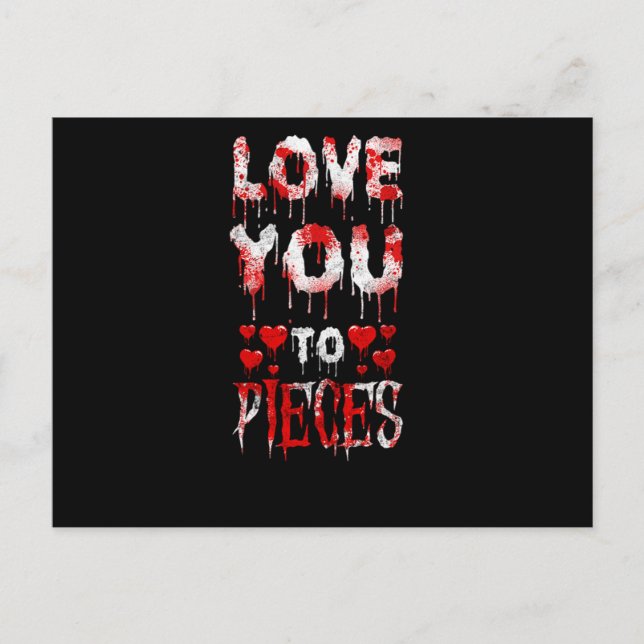 40.Horror Movie Love You To Pieces Hearts Invitation Postcard (Front)