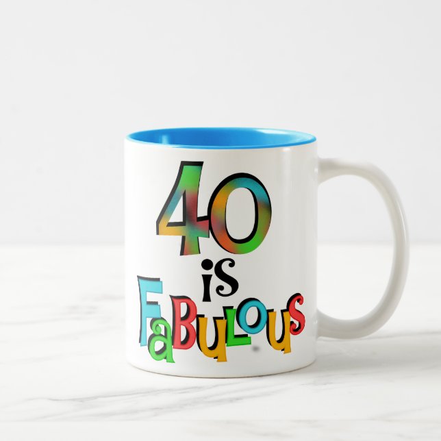 40 is Fabulous Birthday T-shirts and Gifts Two-Tone Coffee Mug (Right)