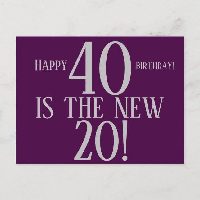 40 IS THE NEW 20 HAPPY BIRTHDAY Cool Postcard (Front)