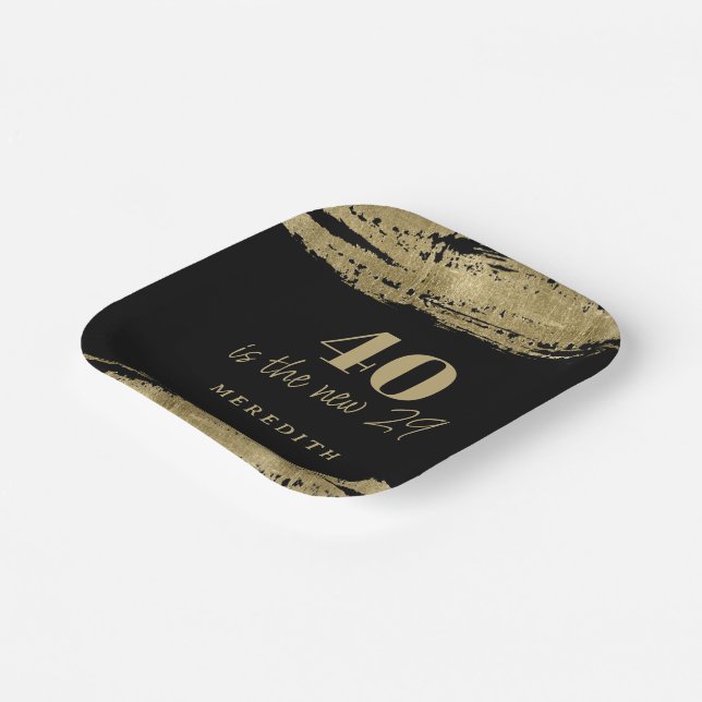 40 is the New 29 Gold Black 40th Birthday Party Paper Plate (Angled)