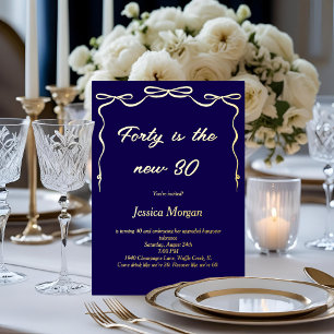 40 Is the New 30   Navy Blue Foil 40th Birthday 