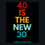 40 Is The New 30 Said Ever, Funny 40th Birthday  Poster<br><div class="desc">40 Is The New 30 Said Ever,  Funny 40th Birthday</div>