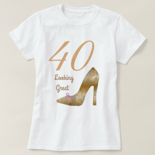 40 & Looking Great High Heel Pink Bow shoe T-Shirt
