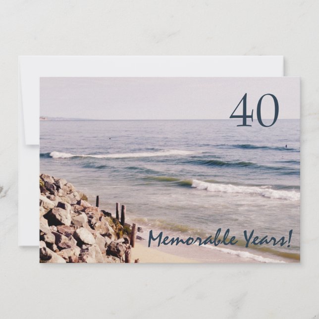 40 Memorable Years/Birthday Party-Ocean Invitation (Front)