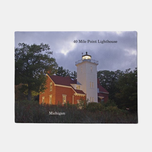 40 Mile Point Lighthouse at dusk door mat (Front)
