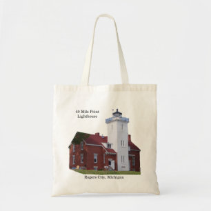 40 Mile Point Lighthouse cut out tote bag
