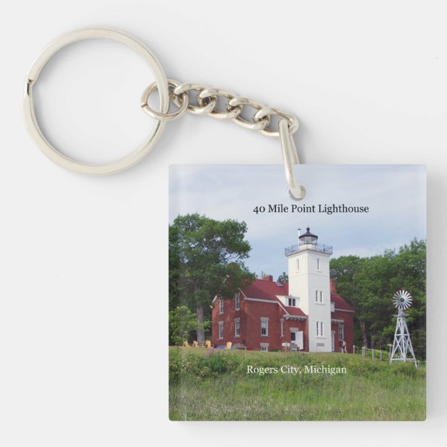 40 Mile Point Lighthouse double sided key chain (Front)