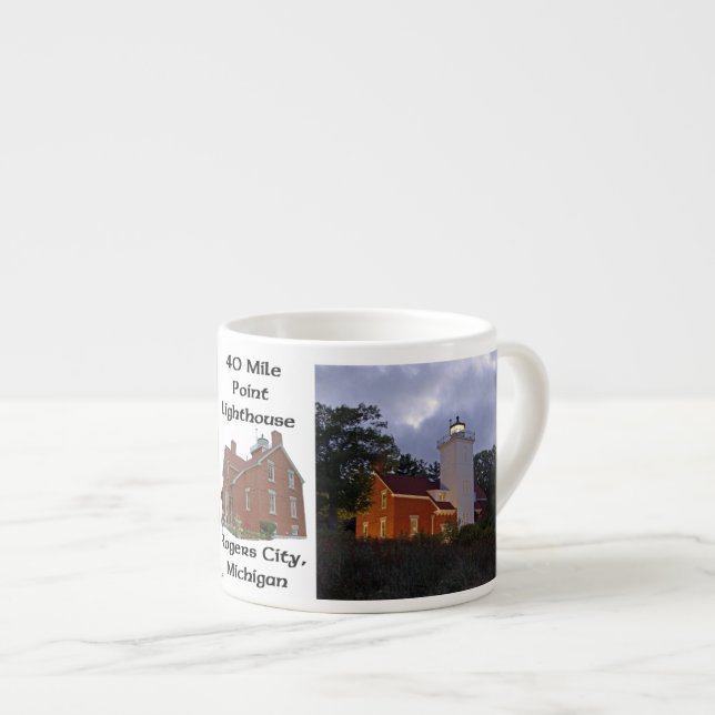 40 Mile Point Lighthouse dusk espresso mug (Front Right)