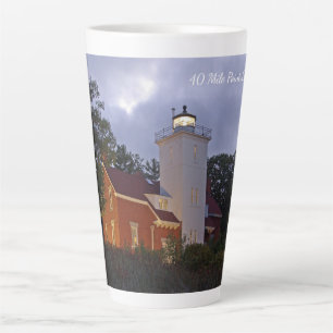 40 Mile Point Lighthouse dusk latte mug