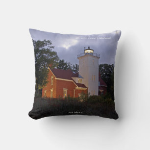 40 Mile Point Lighthouse square pillow