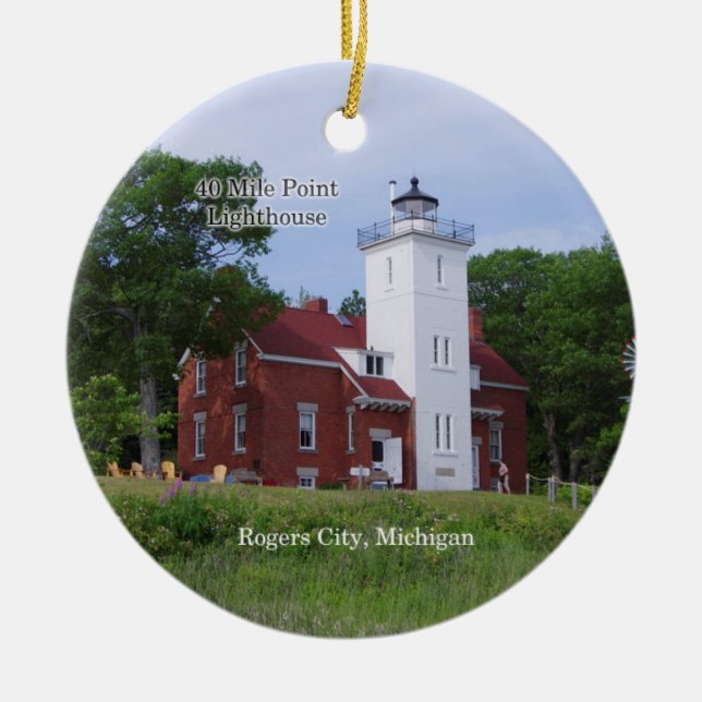 40 mile Point Lighthouse sumer circle ornament (Front)