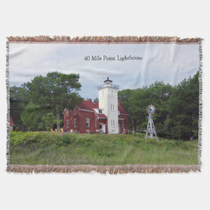40 Mile Point Lighthouse woven blanket