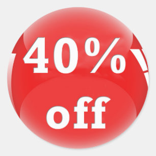 40% Off (Percent) Round Glossy Sticker