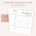 40 Page Monthly Reminder Notes Goals Planner<br><div class="desc">Soft pastel and white coloured custom monthly planner NOTEPAD. This perpetual calendar features a trendy and modern with set of contemporary fonts. Add and change days, reminders, notes and goals as you prefer. Not happy with what you wrote or planned? Simply tear out a page and start again. This notepad...</div>