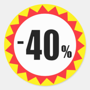 40 percent sale discount stickers red white yellow