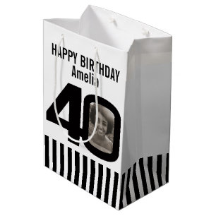 40 photo black and white birthday gift bag