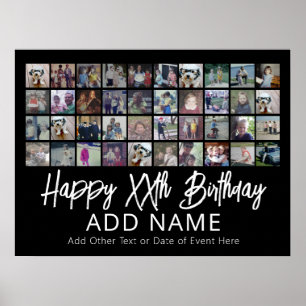 40 Photo Collage - 4 Rows 10 Columns - Birthday Poster