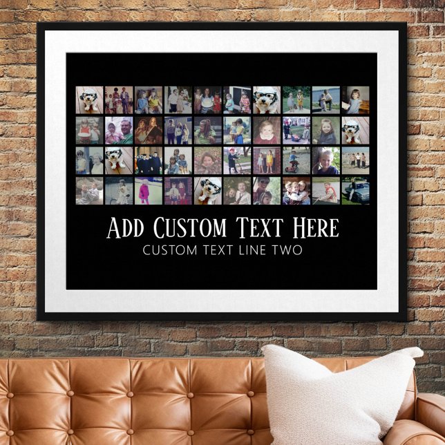40 Photo Collage - 4 Rows 10 Columns - Script text Poster (Custom Photo Collage Poster)