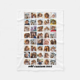 40 Photo Collage - 8 Rows 5 Columns - Script Name Fleece Blanket