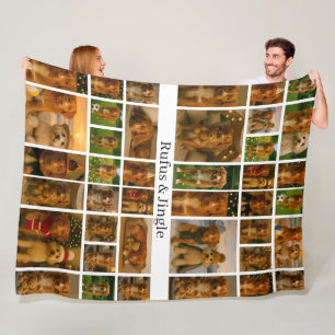 40 Photo Collage Template And Text Personalized Fleece Blanket
