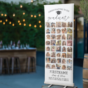 40 Photo - Graduation Modern Minimal White Retractable Banner