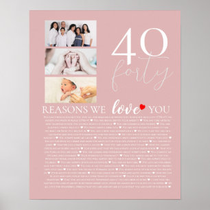 40 Reasons I Love You Photo Montage Anniversary Poster