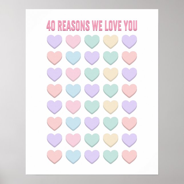 40 reasons We love You - 40th Birthday Gifts Poster (Front)