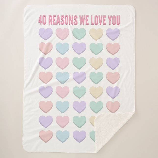 40 reasons We love You - 40th Birthday Gifts Sherpa Blanket (Front)