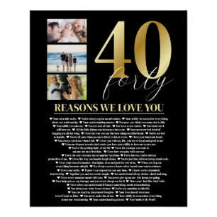 40 Reasons We Love You Gift Art Poster
