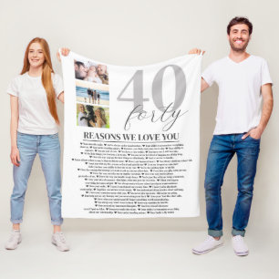 40 Reasons We Love You Gift Art Poster Fleece Blanket