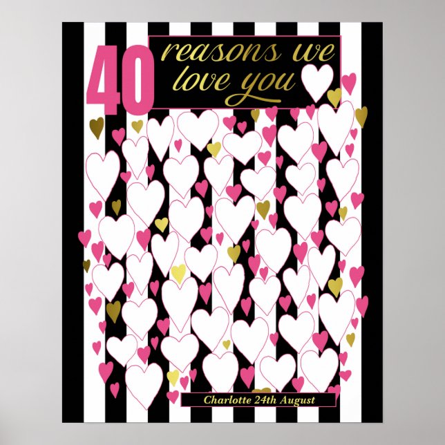 40 Reasons We Love You Gift Birthday Guestbook (Front)