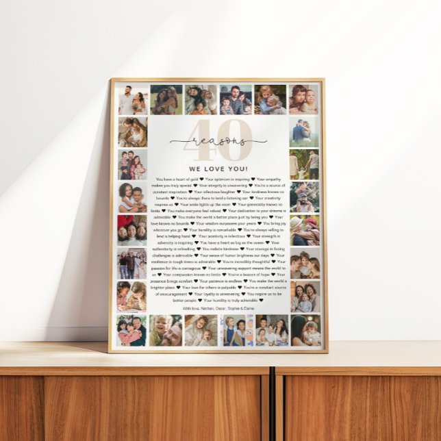 40 Reasons We Love You Photo Collage Keepsake Gift Poster (Creator Uploaded)