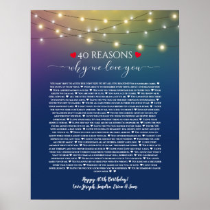 40 reasons why I love you blue lights Poster