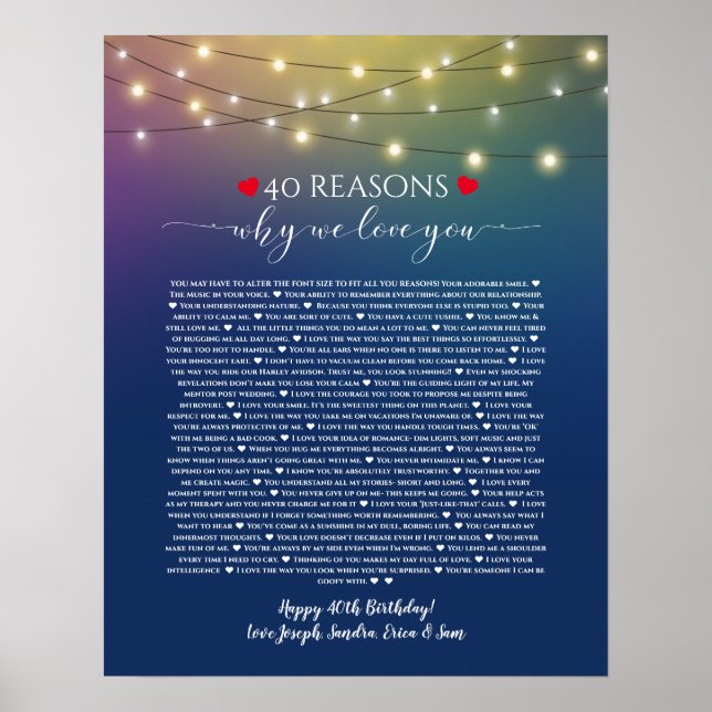 40 reasons why I love you blue lights Poster (Front)